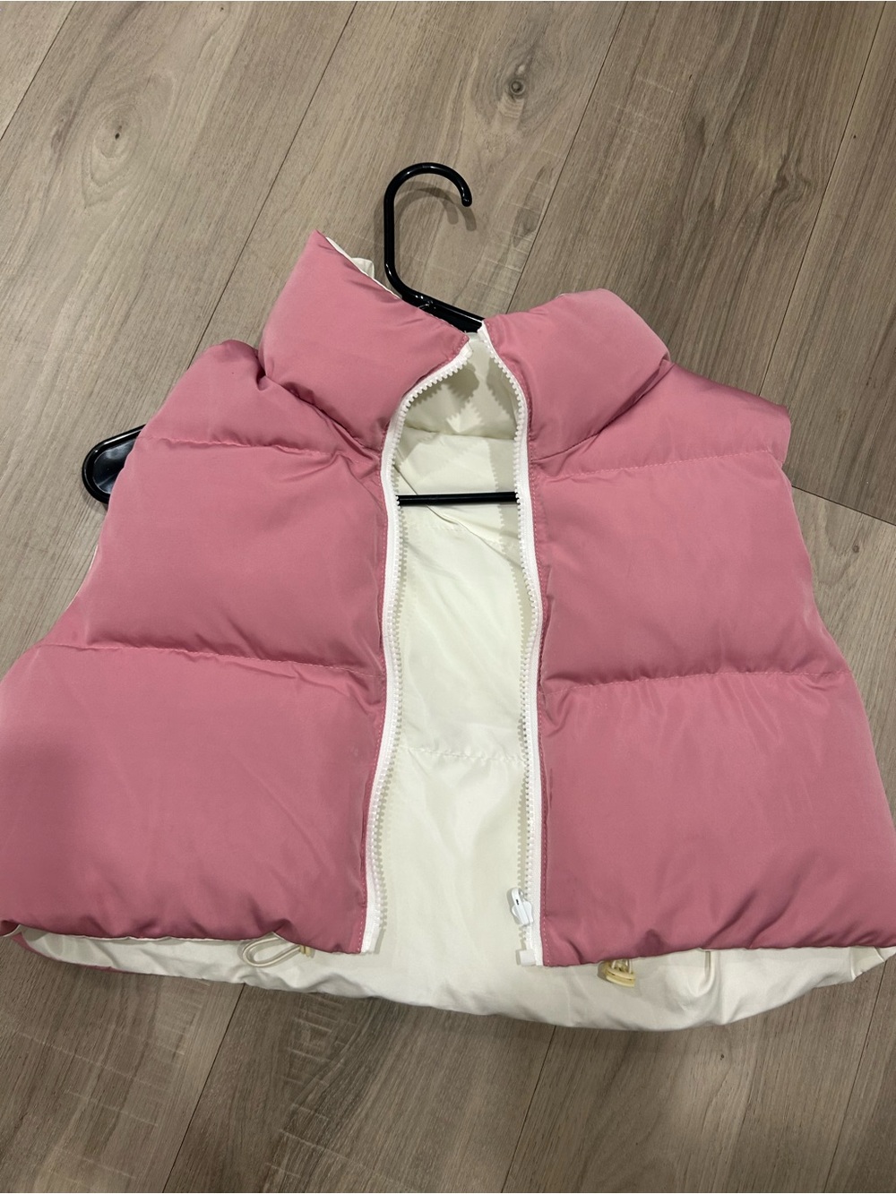 SHEIN reversible Pink and Cream Puffer Vest